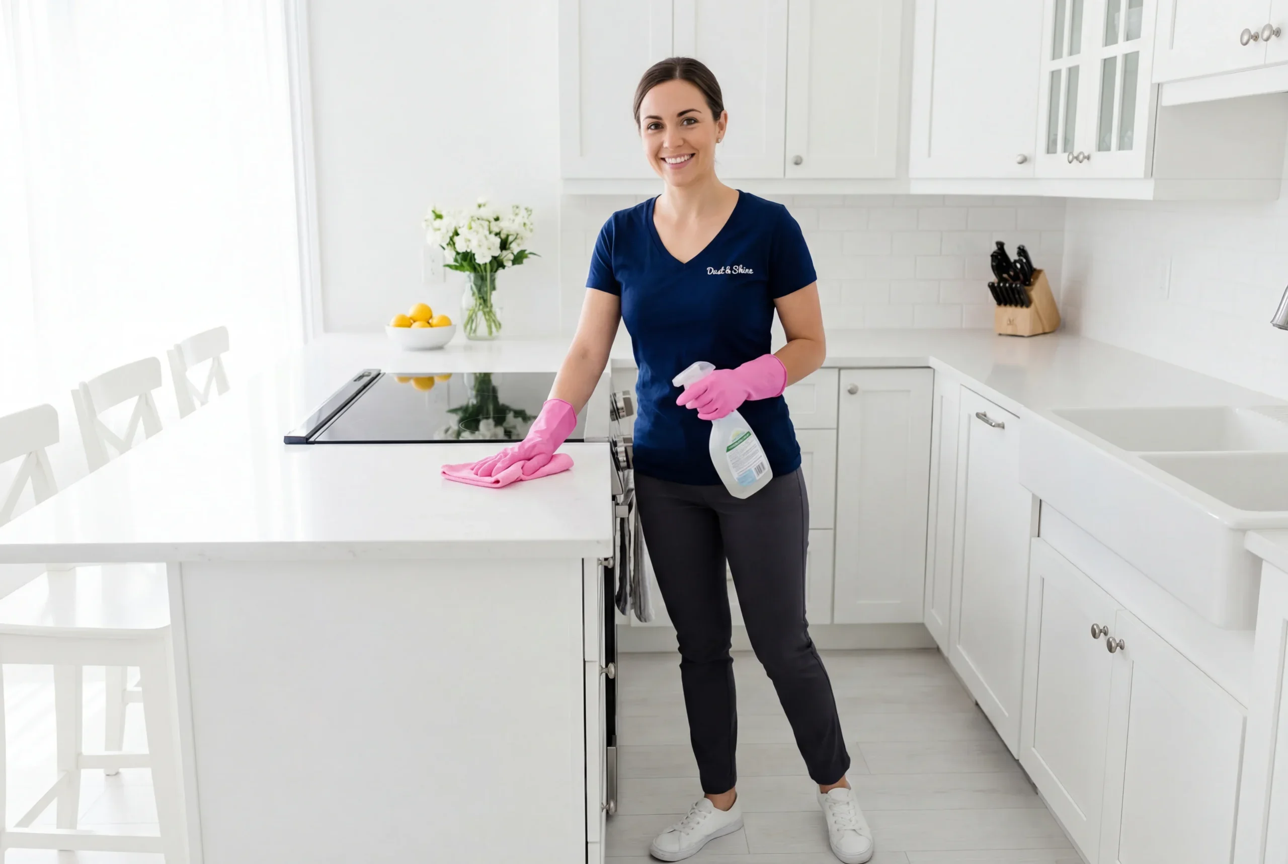 Professional cleaner ensuring high cleaning standards and a carefully finished result
